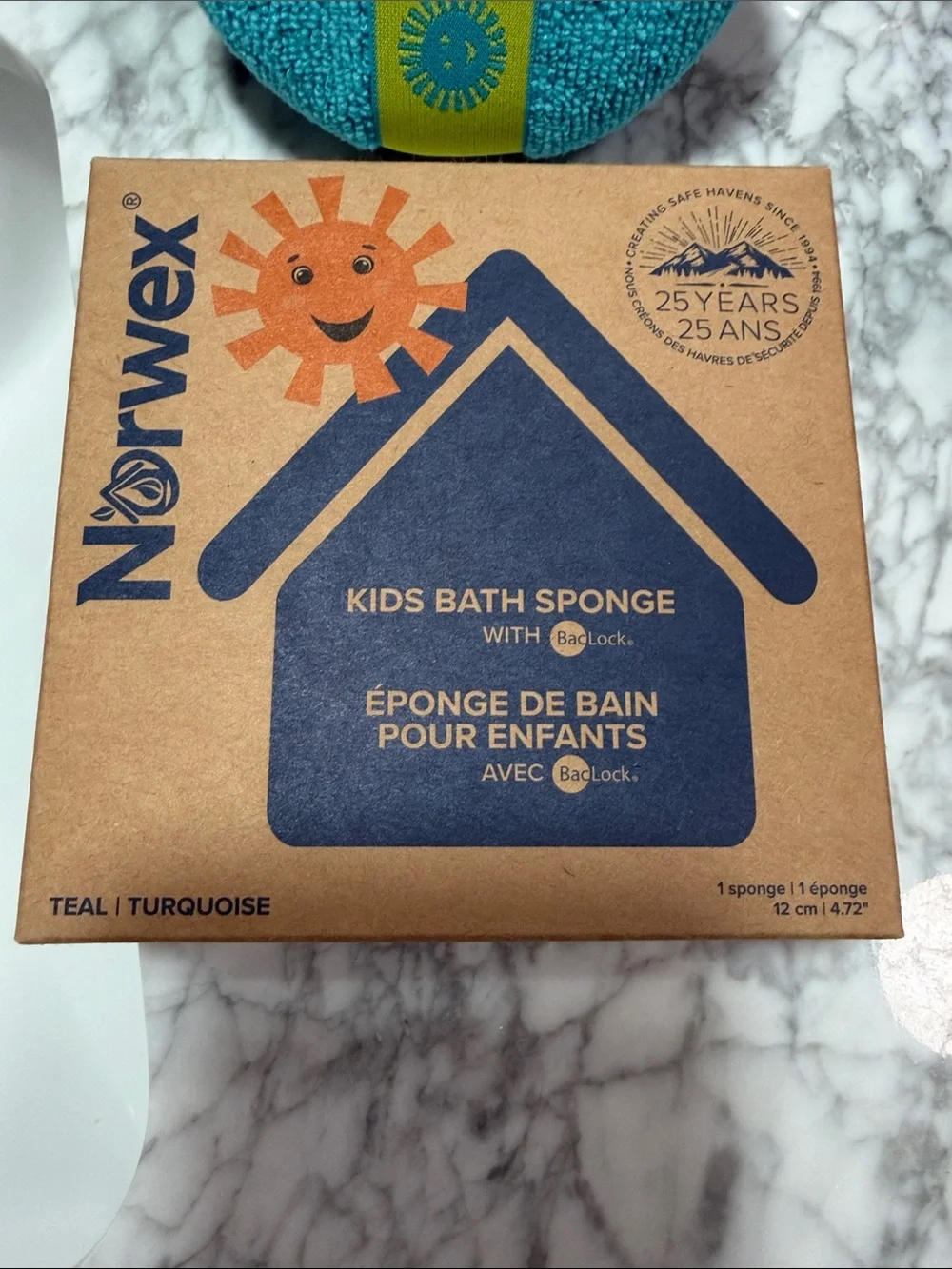 Norwex w- Baclock technology Kids Bath Sponges in Bright Blue & Sunny Yellow. BN